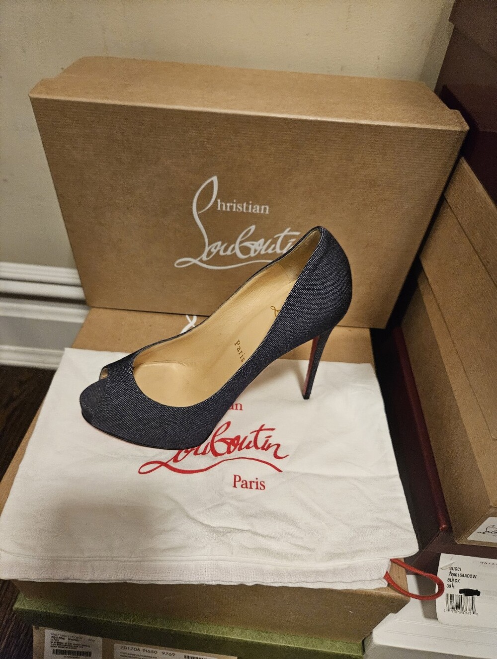 Christian Louboutin New Very Prive 120 Denim Size 38 - Picture 2 of 9